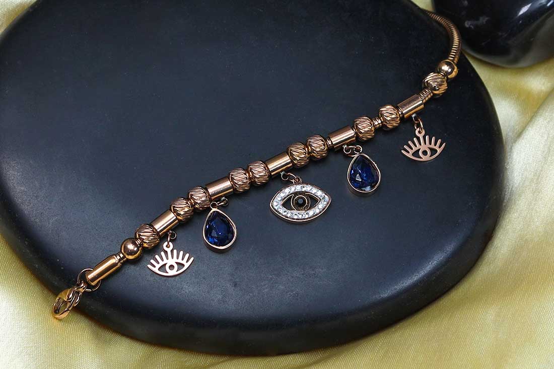 Classy Brass Evil Eye Bracelet