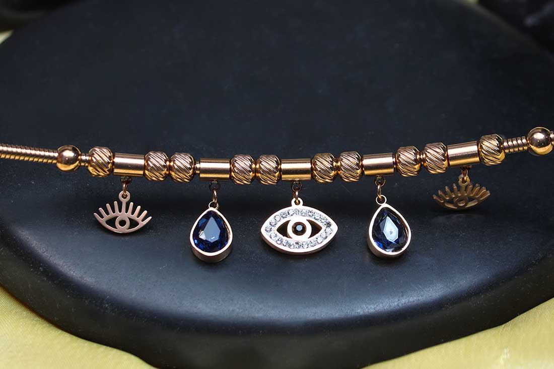 Classy Brass Evil Eye Bracelet