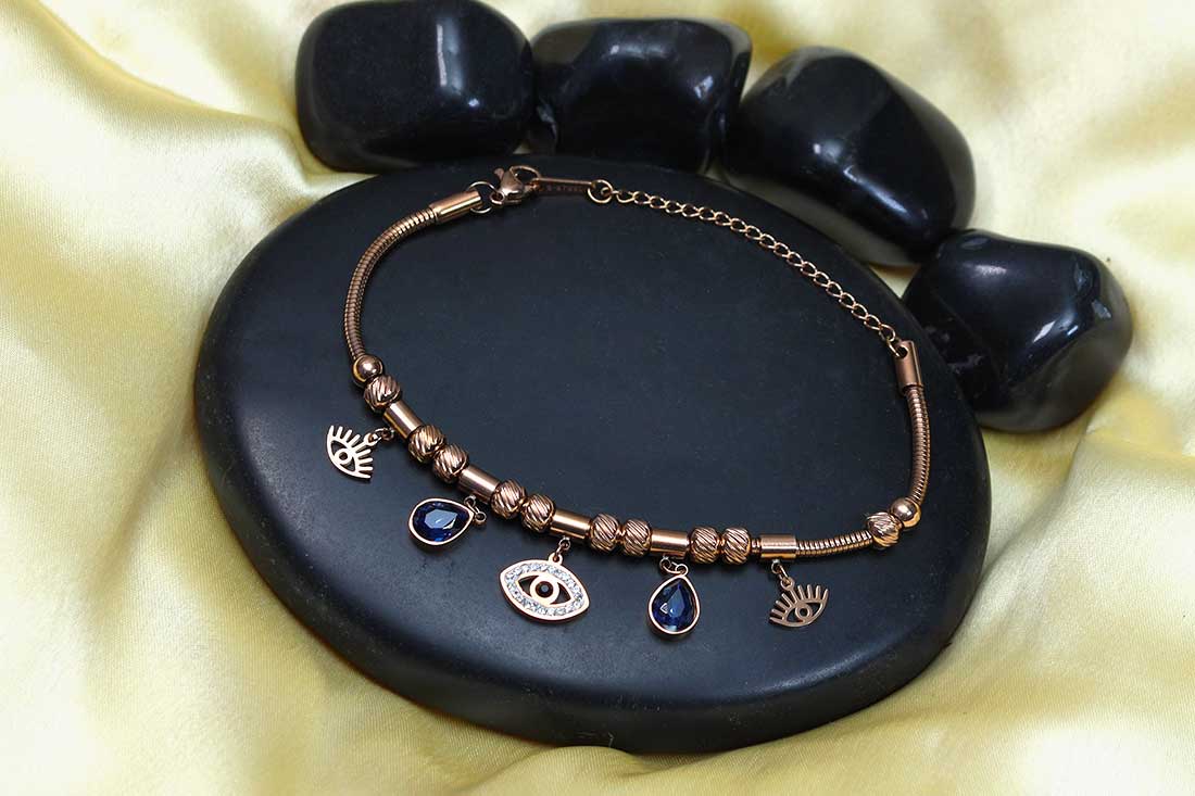 Classy Brass Evil Eye Bracelet