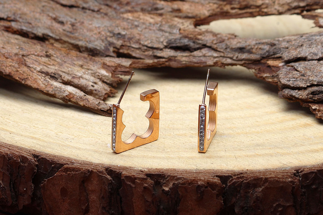 Classy Square Rose Gold Earrings