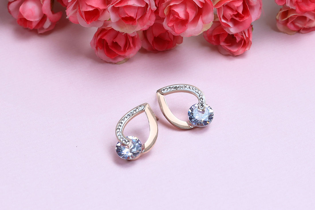 Glittering Silver Tone Zerconia Studs