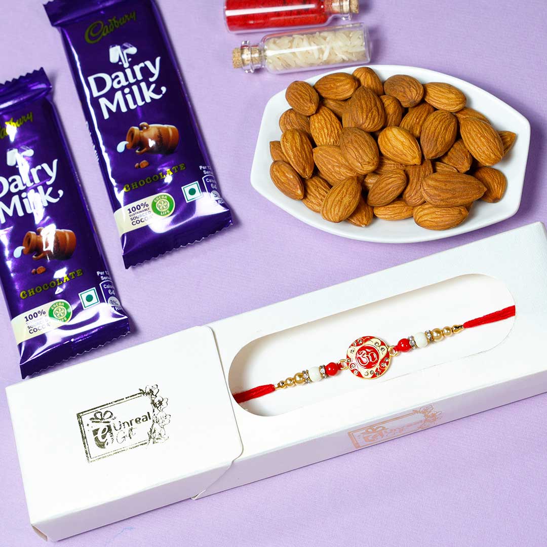 OM Rakhi With Dry Fruits & Chocolates