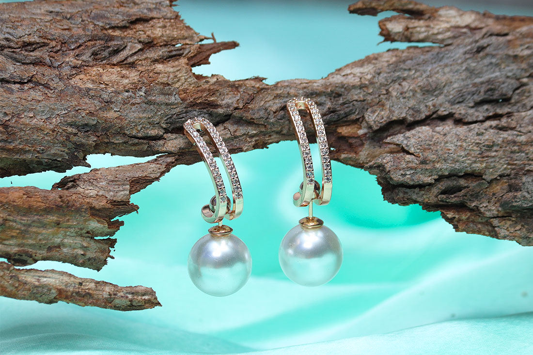 Pearl Drop Silver Zerconia Earrings