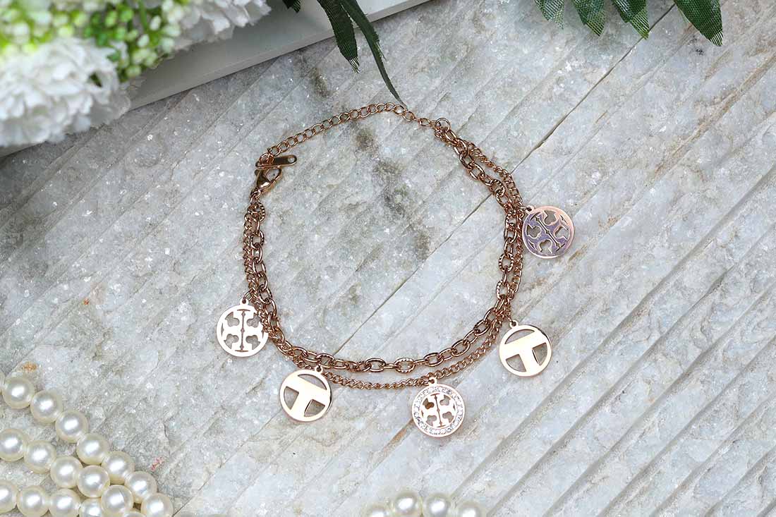 Rose Gold Multistrand Charm Bracelet