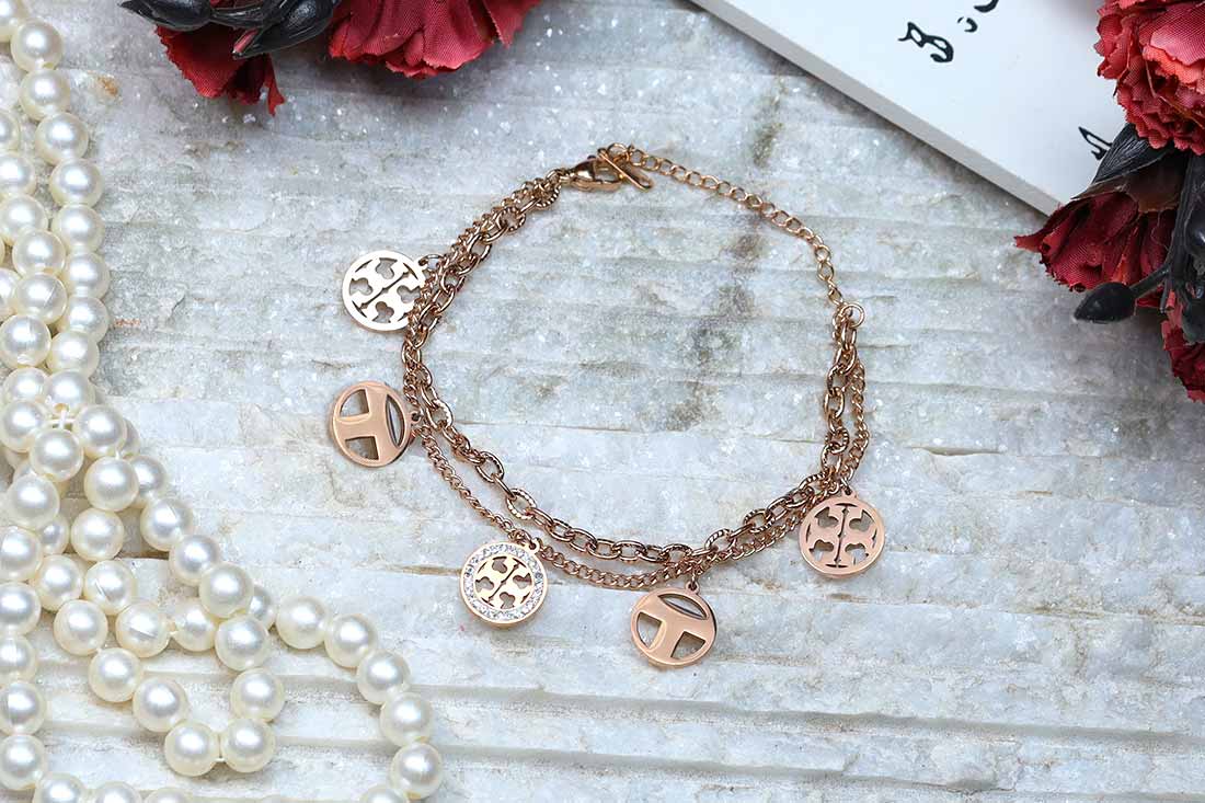 Rose Gold Multistrand Charm Bracelet