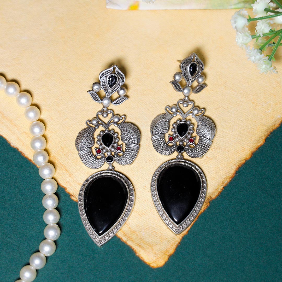 Black Stone Studded Earrings