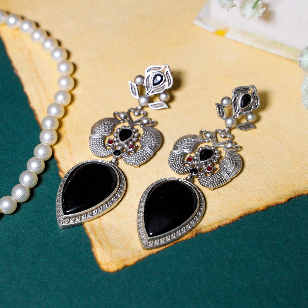 Black Stone Studded Earrings