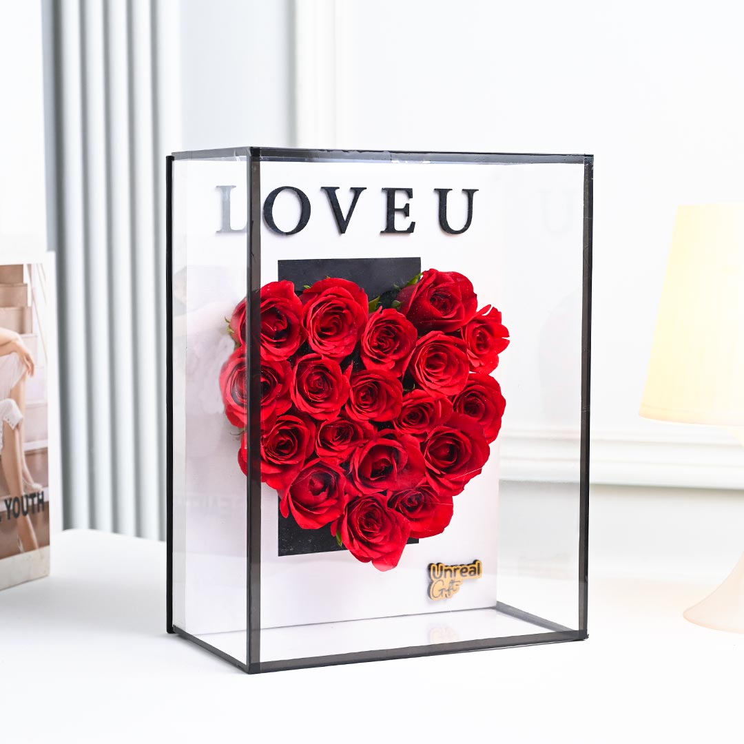 Buy Box Of Heart In Red Roses Online