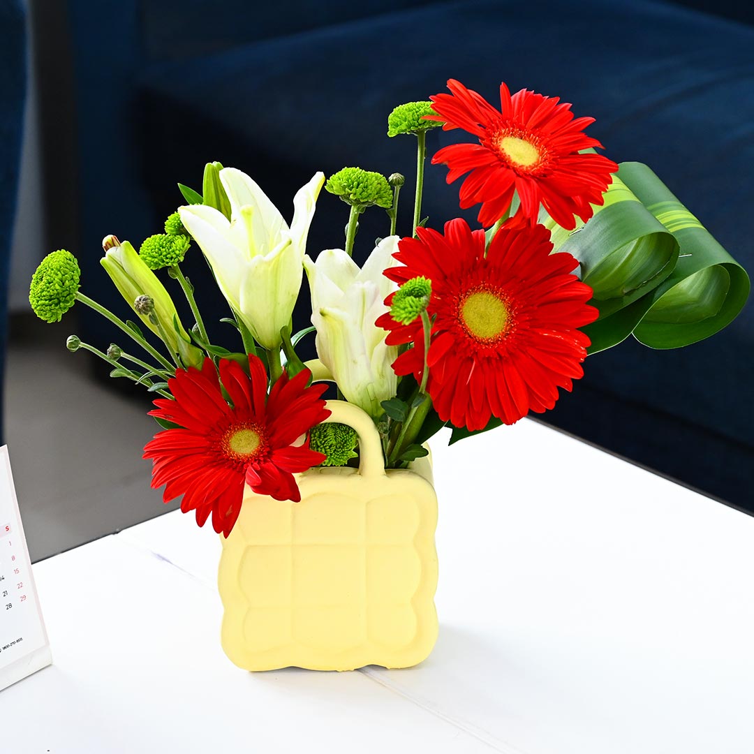 Cheerful Gerbera-Lily Bouquet