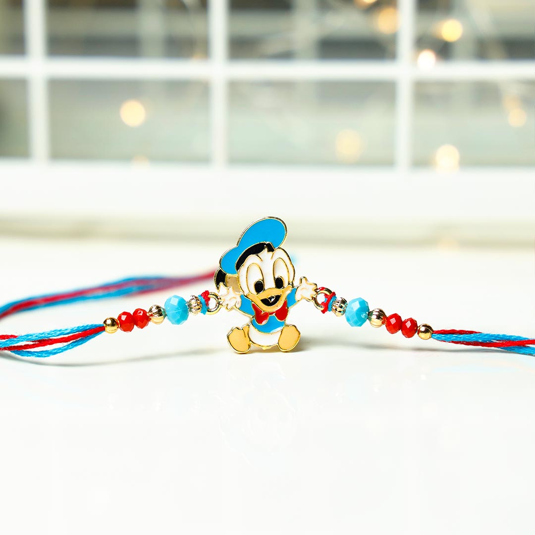 Cute Donald Duck Rakhi With Kinder Joy