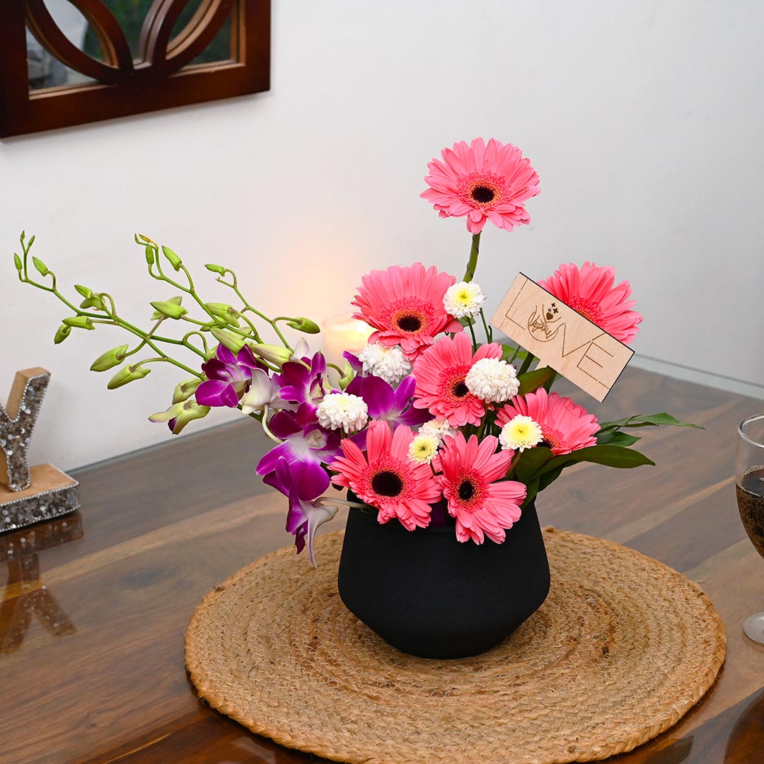 Daisy-Orchid-Gerbera Combo Arrangement