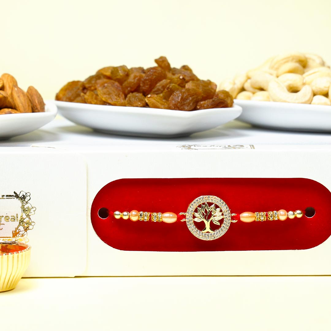 Designer Diamond Rakhi With Assorted Dry Fruits