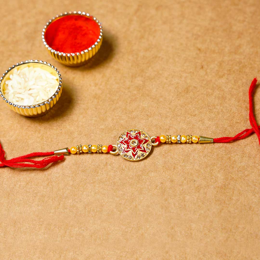 Designer Flower Rakhi & Almond Chocolate