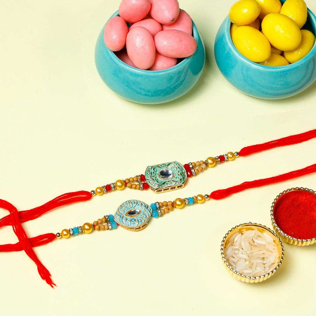 Designer Rakhi set with dragees