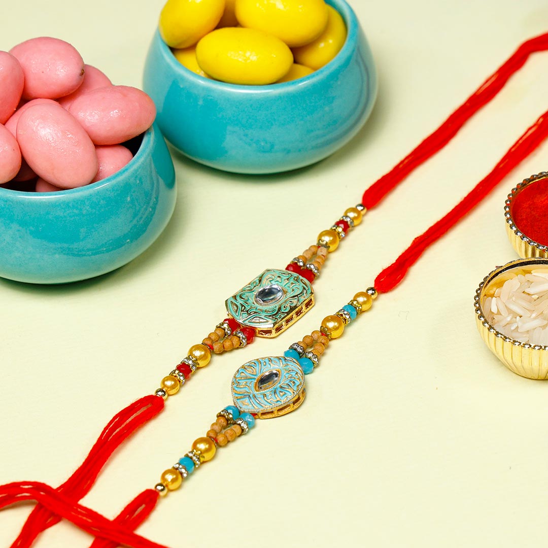 Designer Rakhi set with dragees