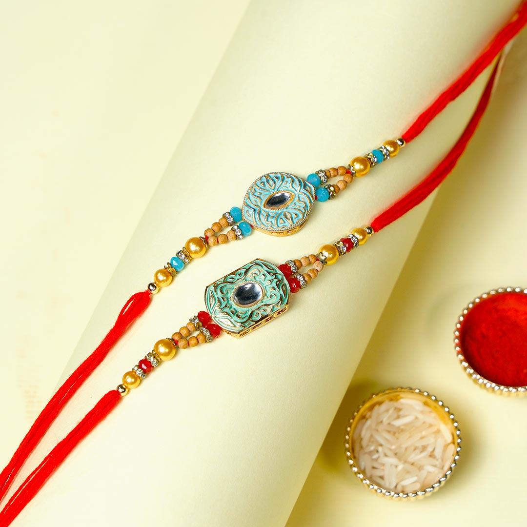 Designer Rakhi set with dragees