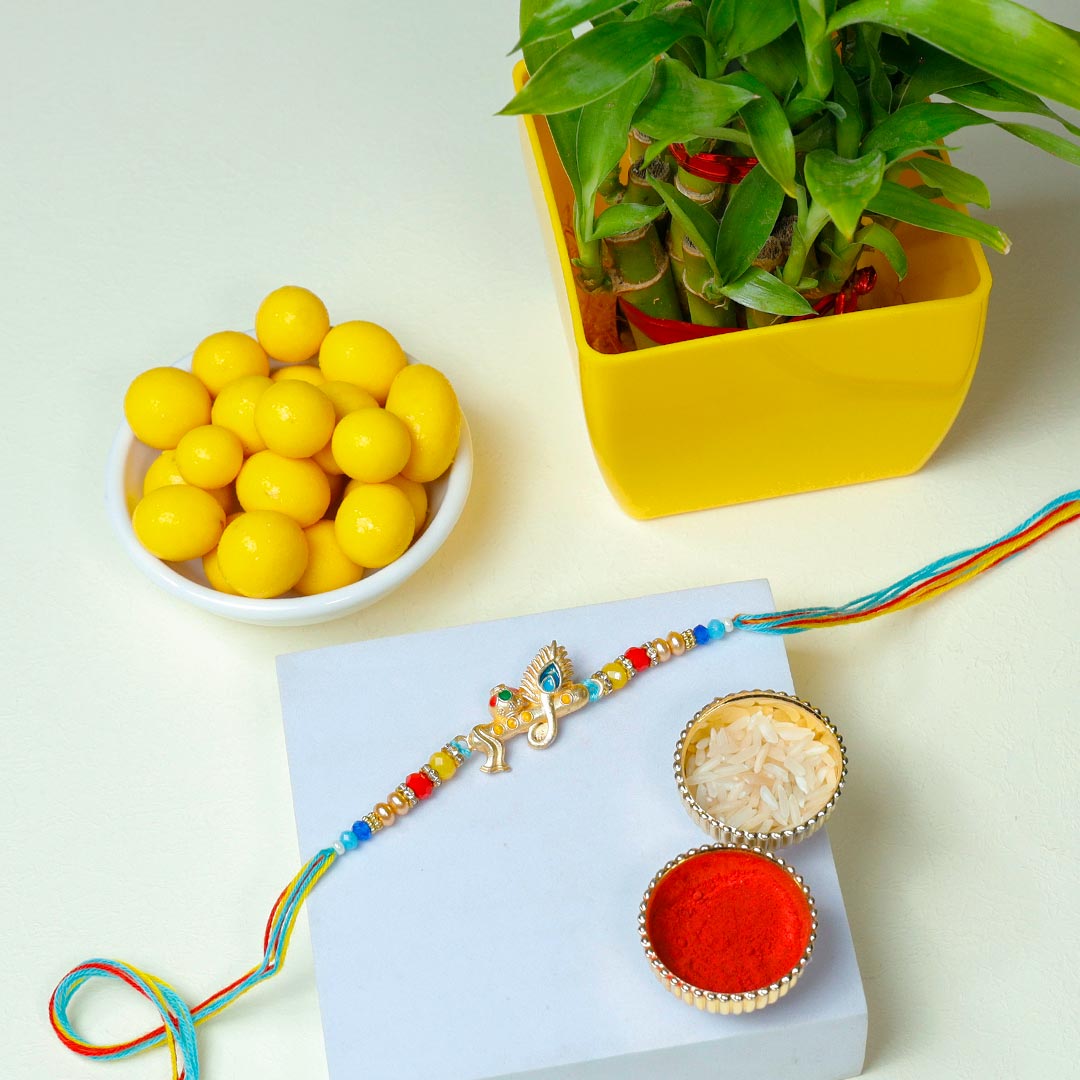 Divine Rakhi With Lucky Bamboo & Dragees