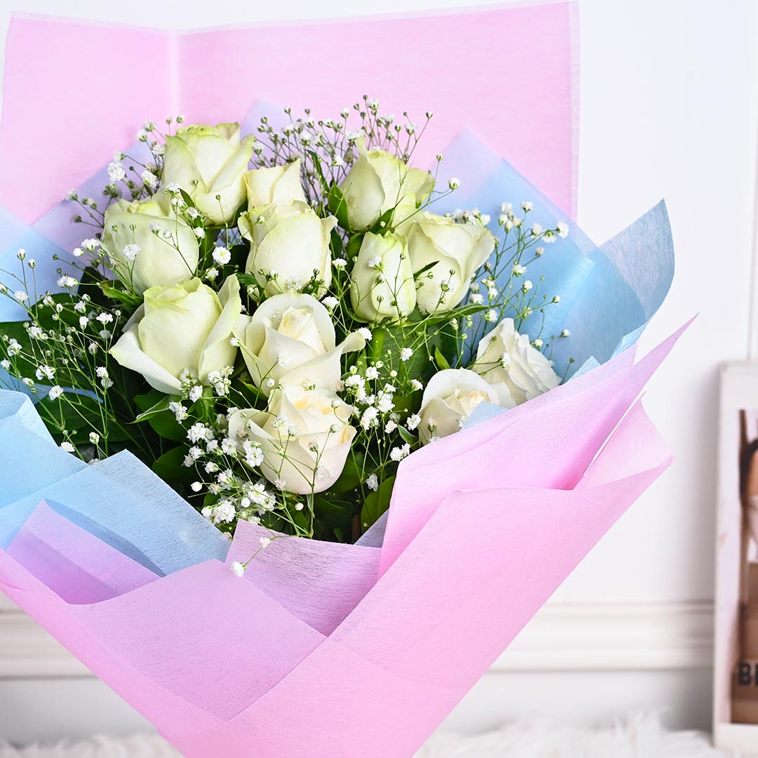 Enchanting White Roses Bouquet