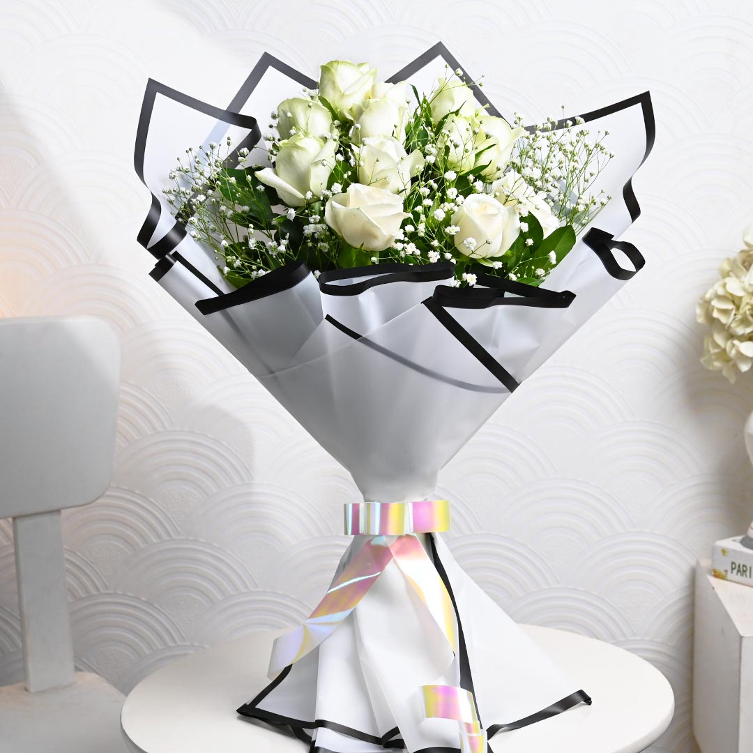 Eternity White Roses Bouquet