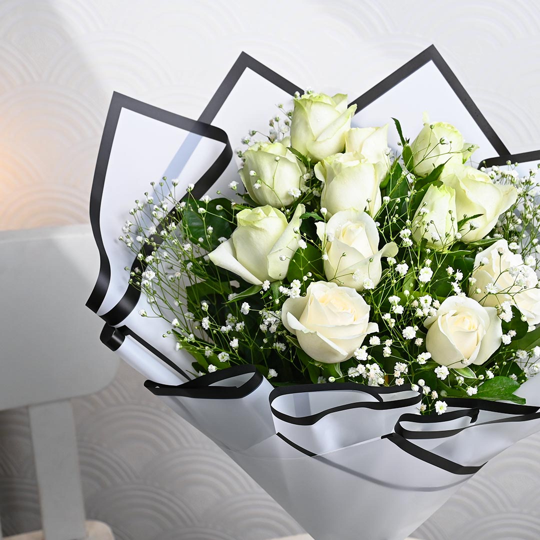 Eternity White Roses Bouquet