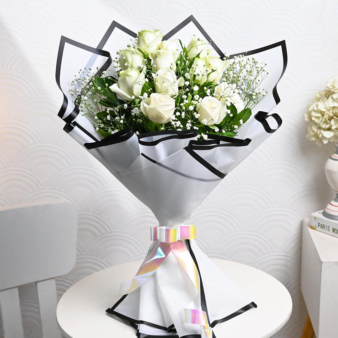 Eternity White Roses Bouquet