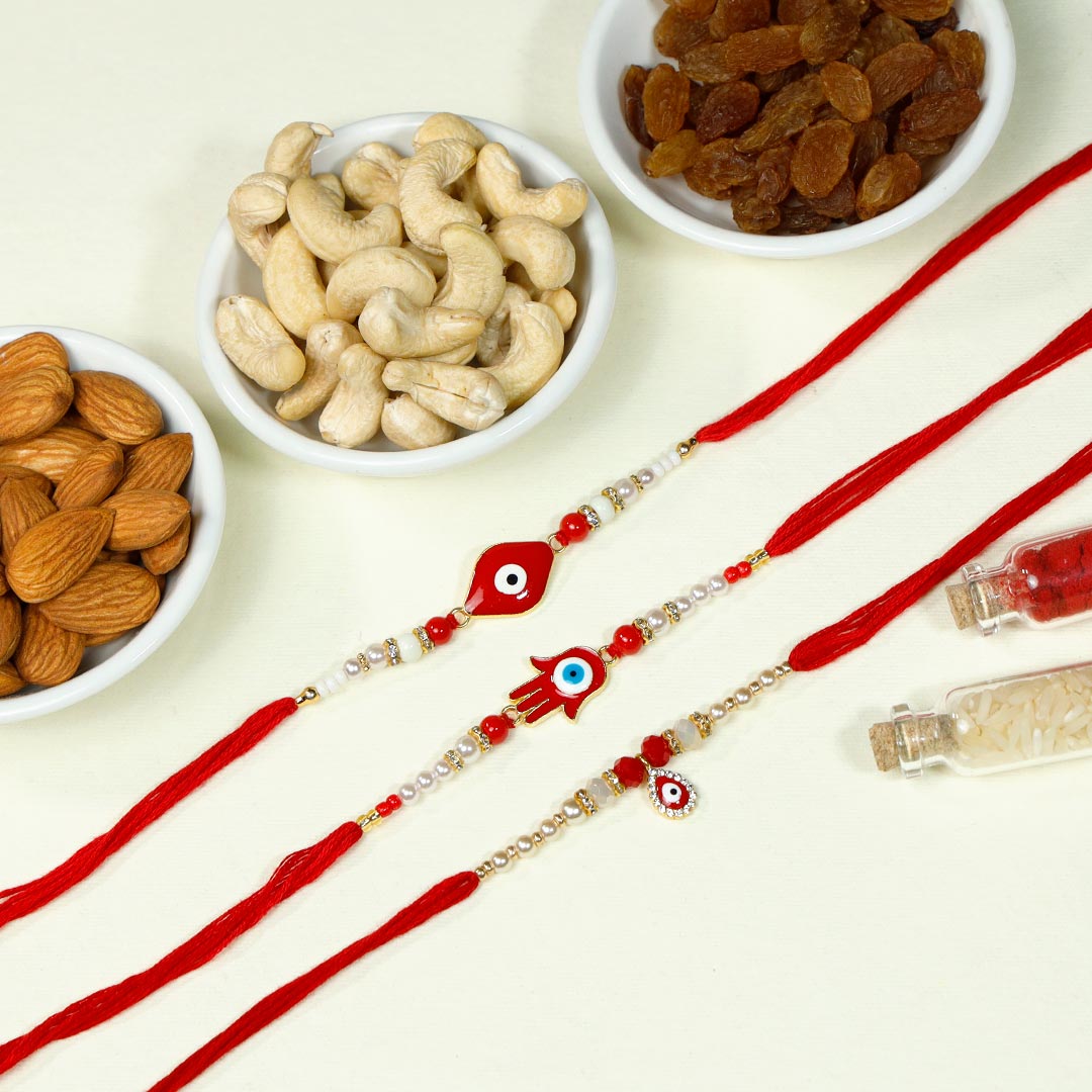 Evil Eye Rakhi Set with Mixed dry Fruits