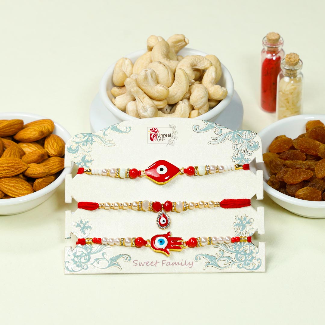 Evil Eye Rakhi Set with Mixed dry Fruits