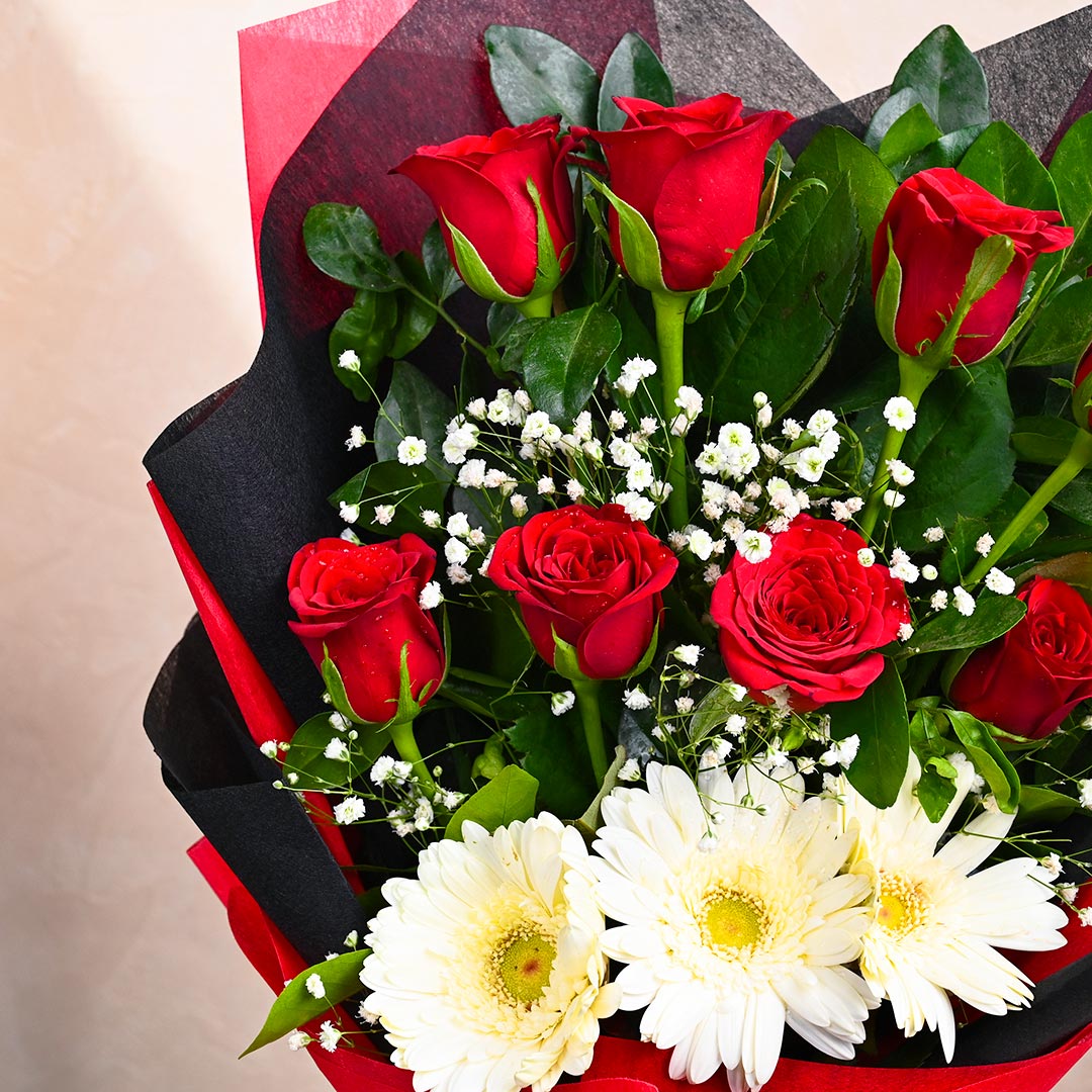 Forever White Gerberas And Red Roses