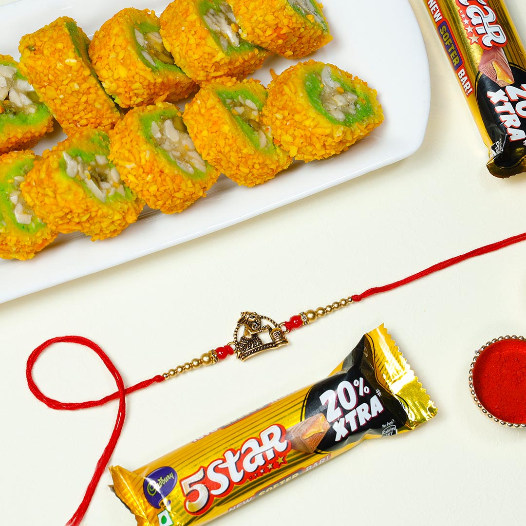 Ganesha Rakhi with Five Star & Pista Barfi