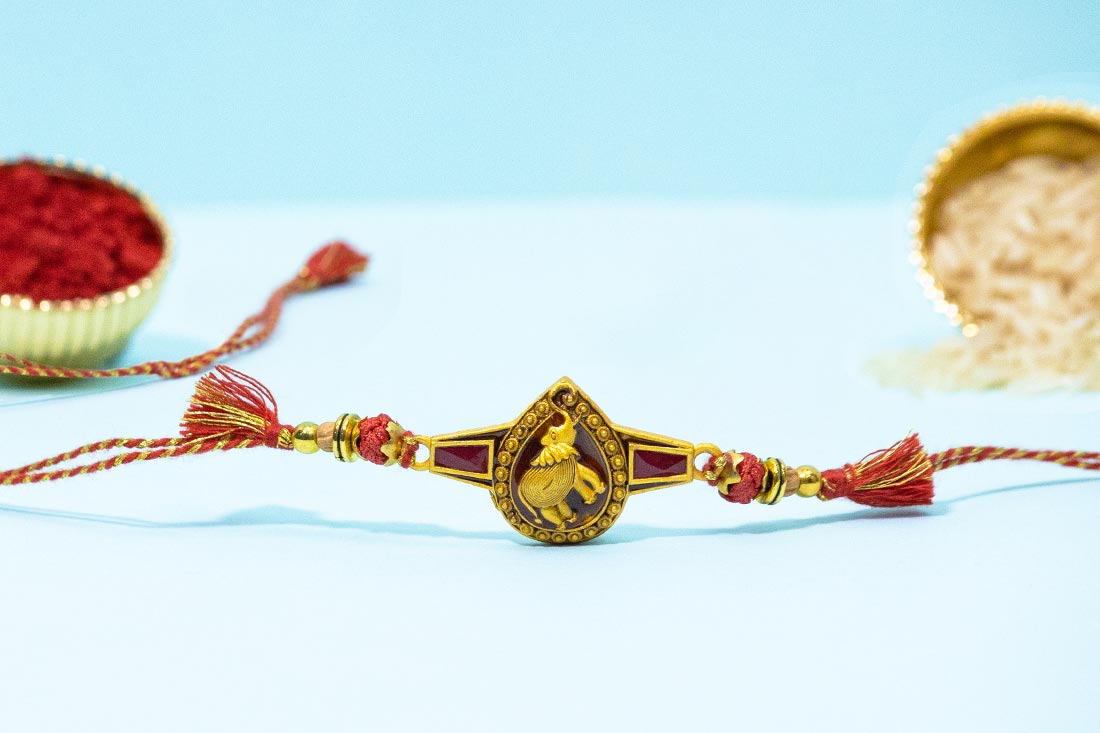 Golden Plated Elephant Rakhi