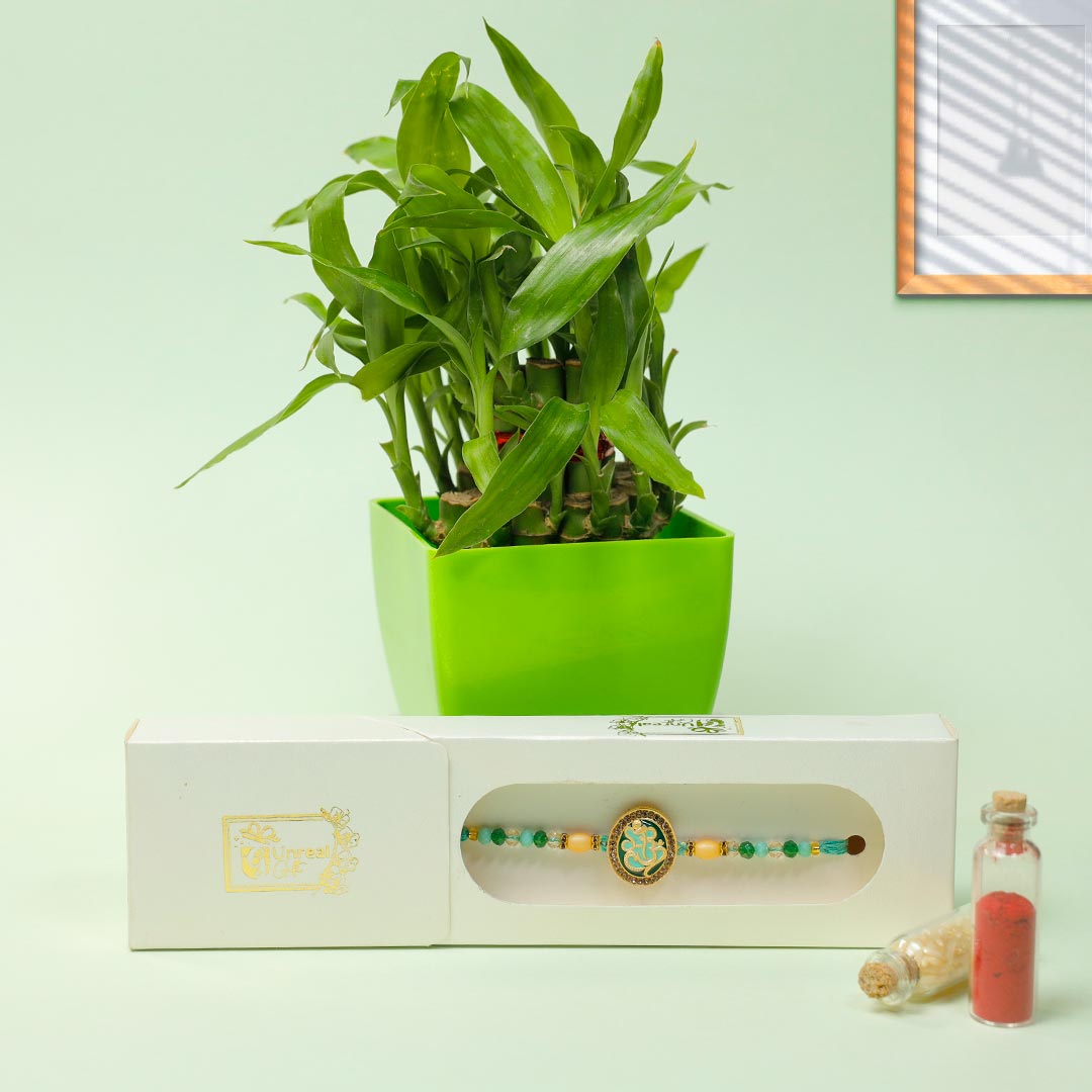 Good Luck Ganesha Rakhi With Lucky Bamboo