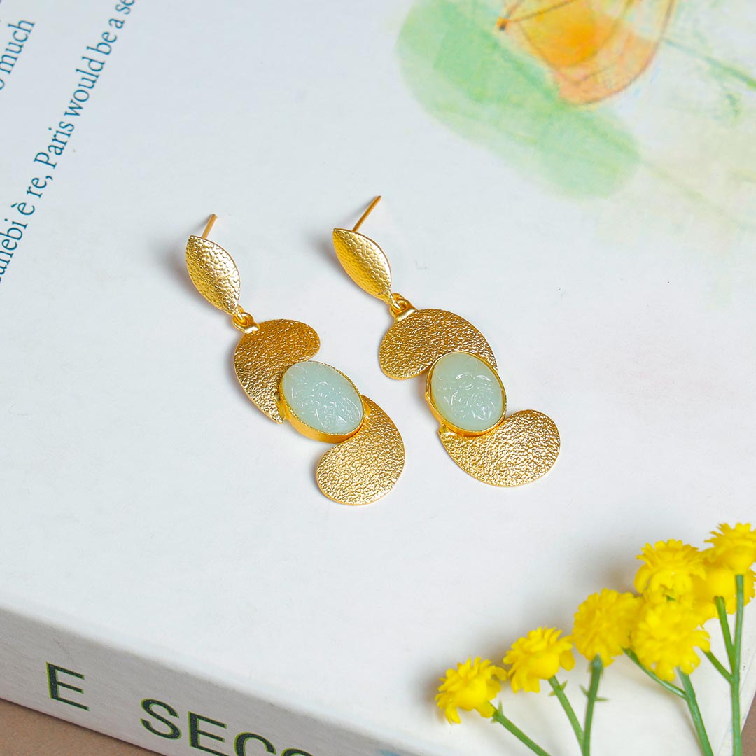 Graceful Golden Brass Earrings