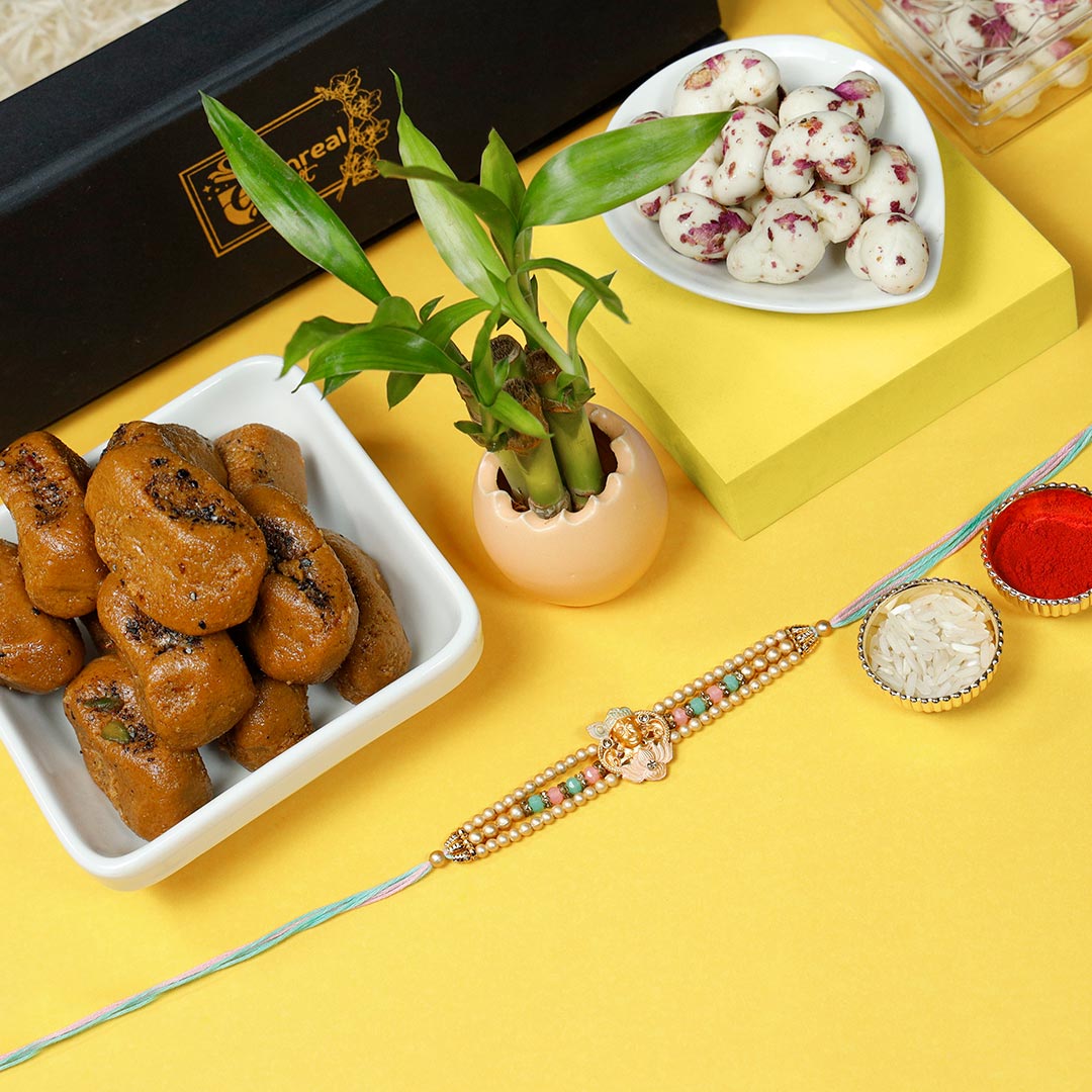 Krishna Rakhi With Sweets N Plants Hamper