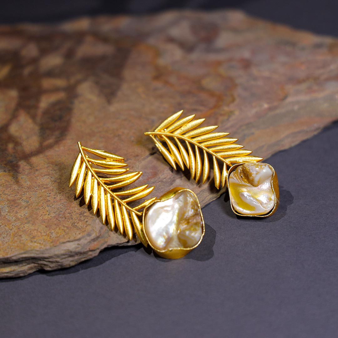 Leaf Design Brass Earring