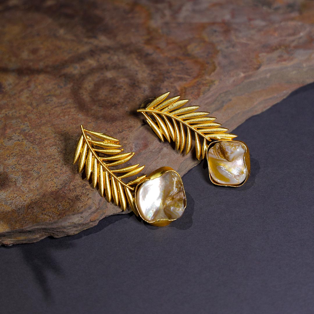 Leaf Design Brass Earring