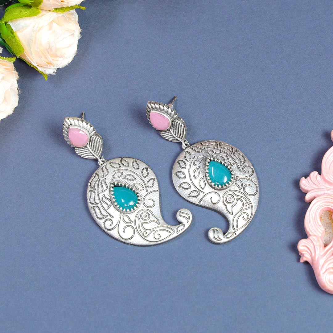 Leaf Design Silver Replica Earrings