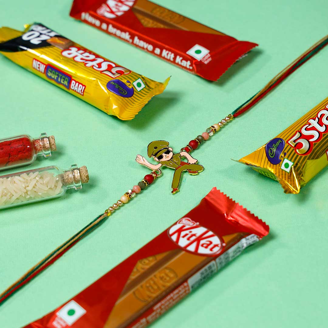 Little Singham Rakhi With Chocolates