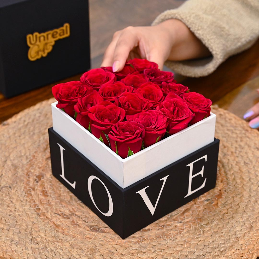 LOVE Box Full Of Red Roses