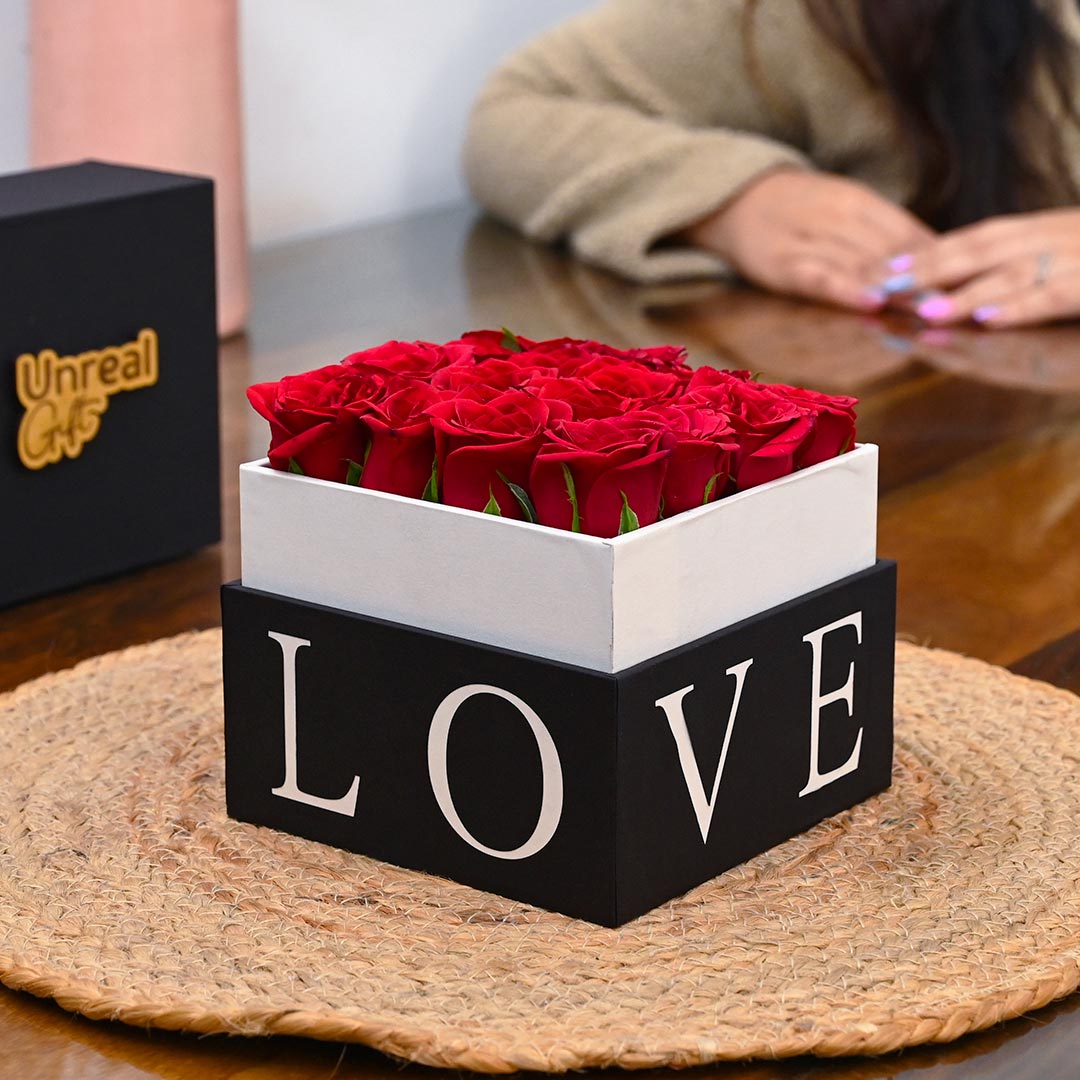 Order LOVE Box Full Of Red Roses Online