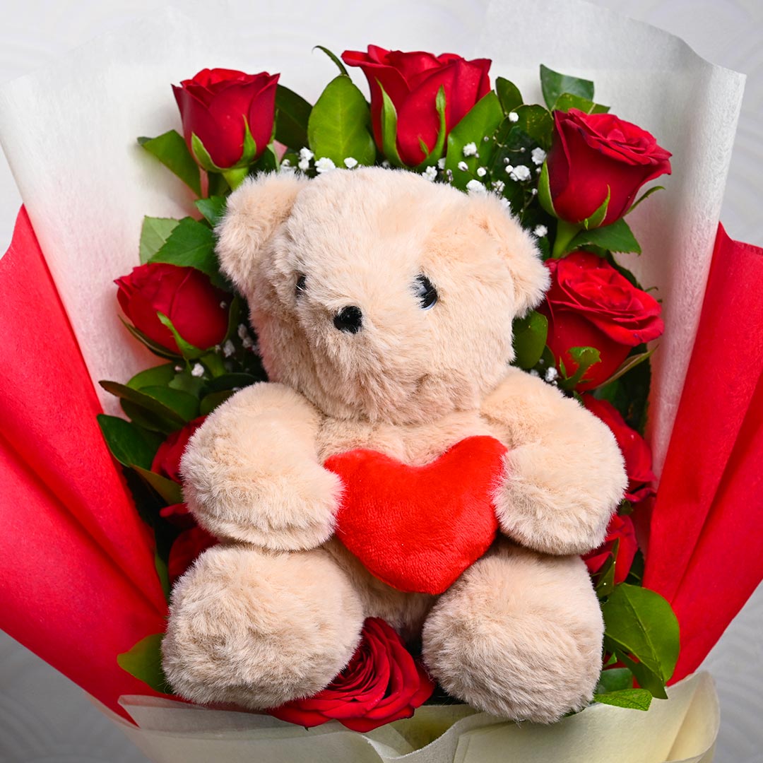 Lovely Roses And Teddy For You