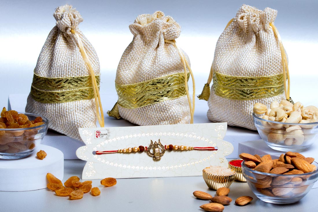 Mahadev Trishul Rakhi With Dry Fruit Sets