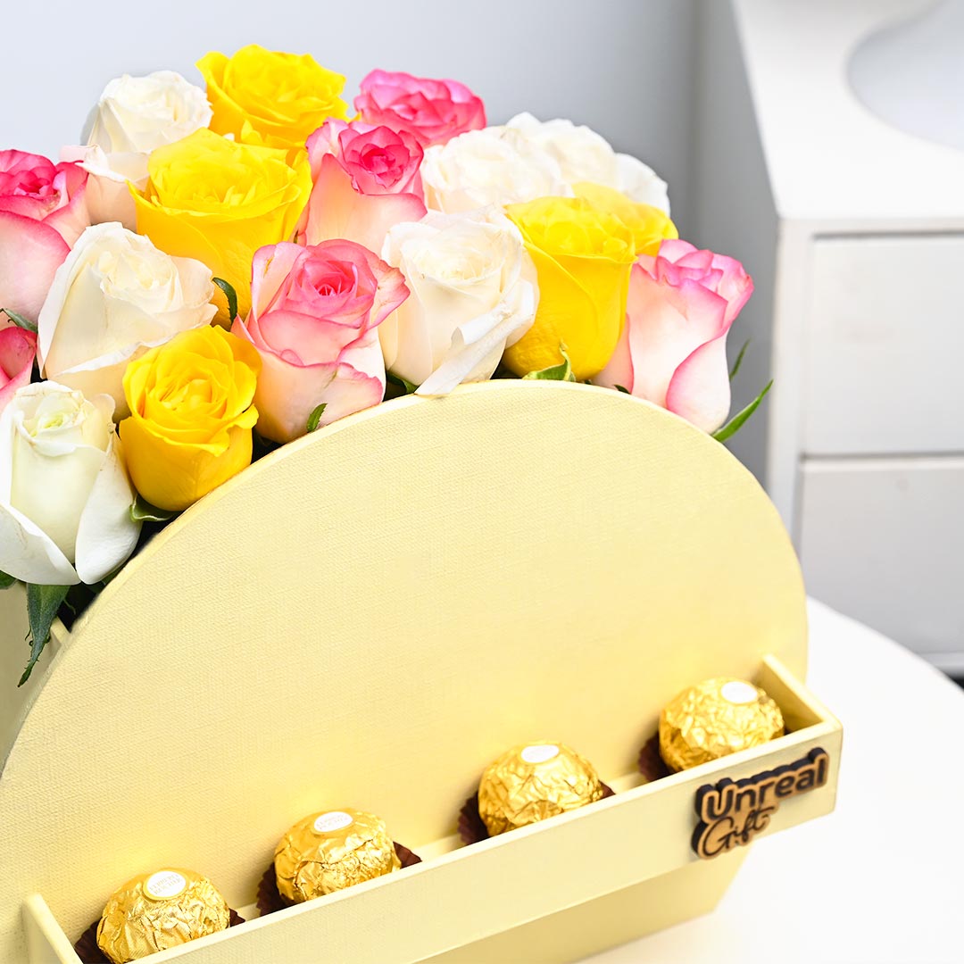 Majestic Bouquet of Roses N Ferrero Rocher