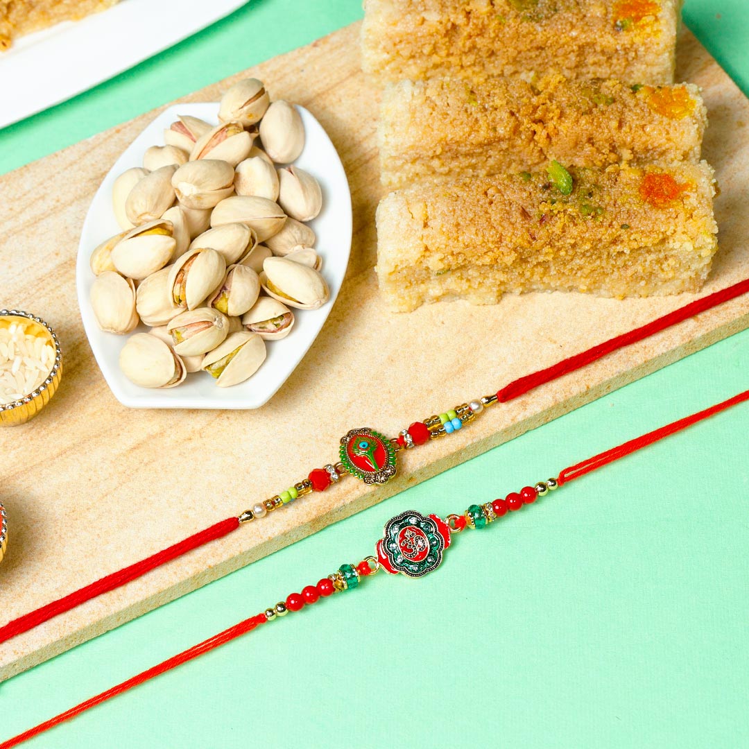 Mauli & Om Rakhi With Pistachios & Milkcakes