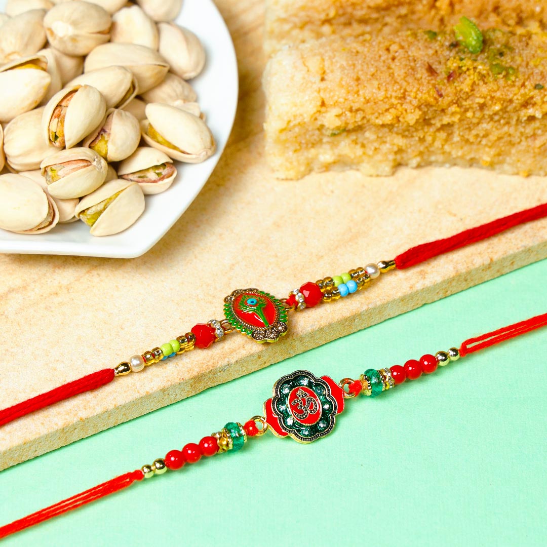 Mauli & Om Rakhi With Pistachios & Milkcakes