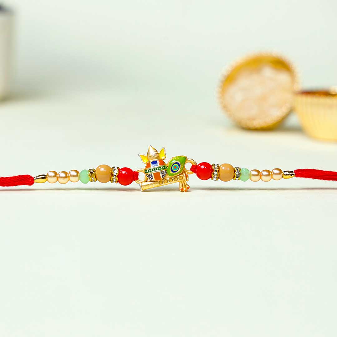 Meenakari Rakhi With Lucky Bamboo & Chocolate