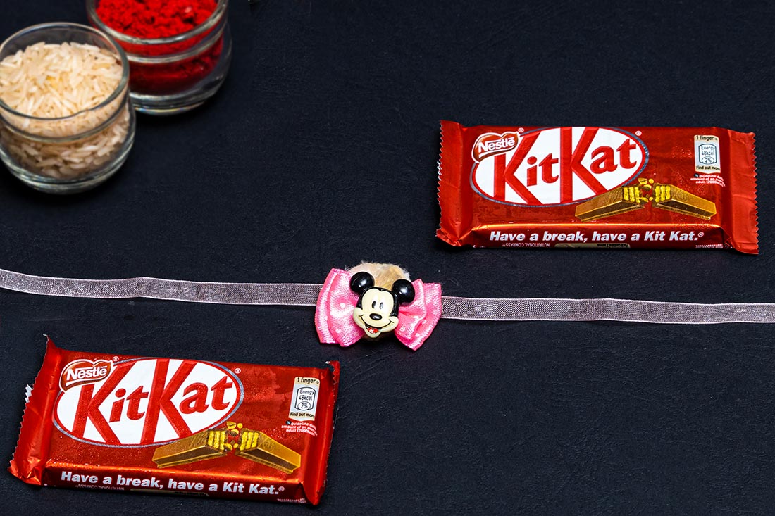 Mickey Mouse Rakhi With Kitkat Bars