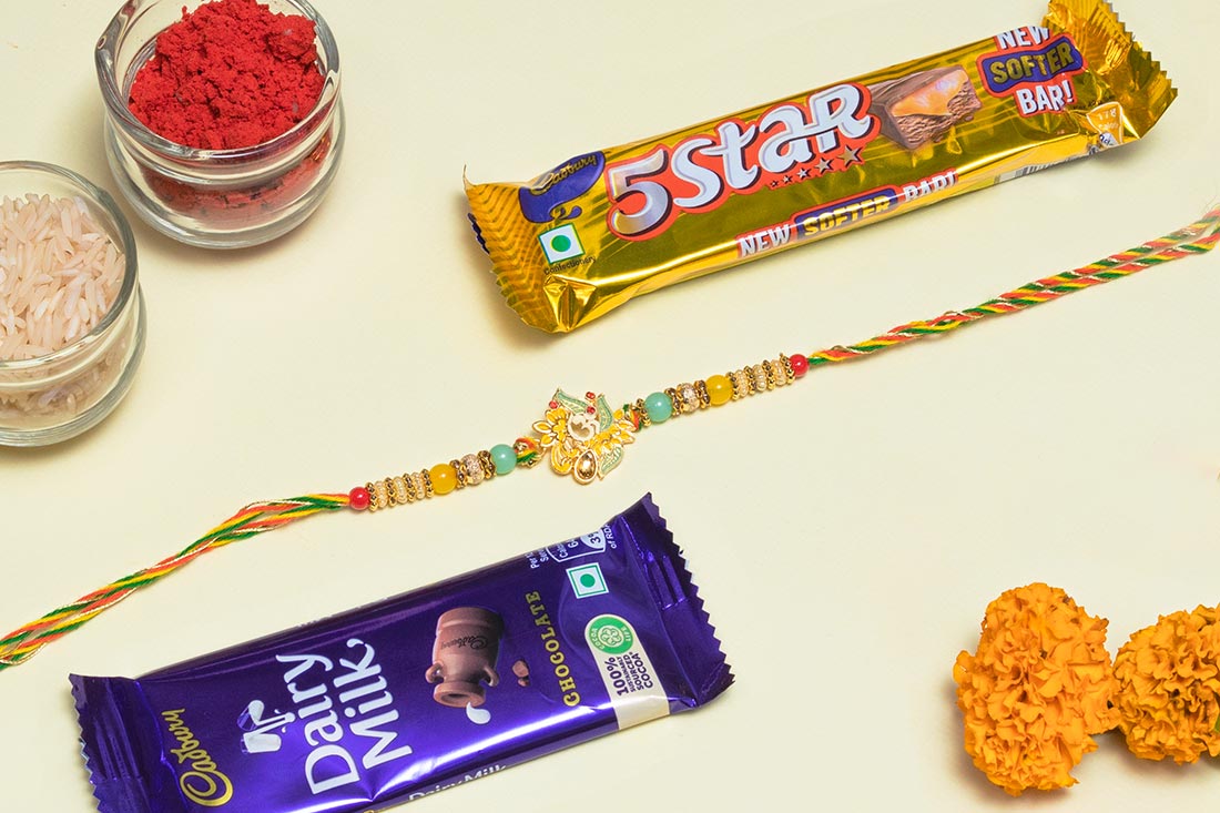 Multi Colored Rakhi And Chocolate Combo