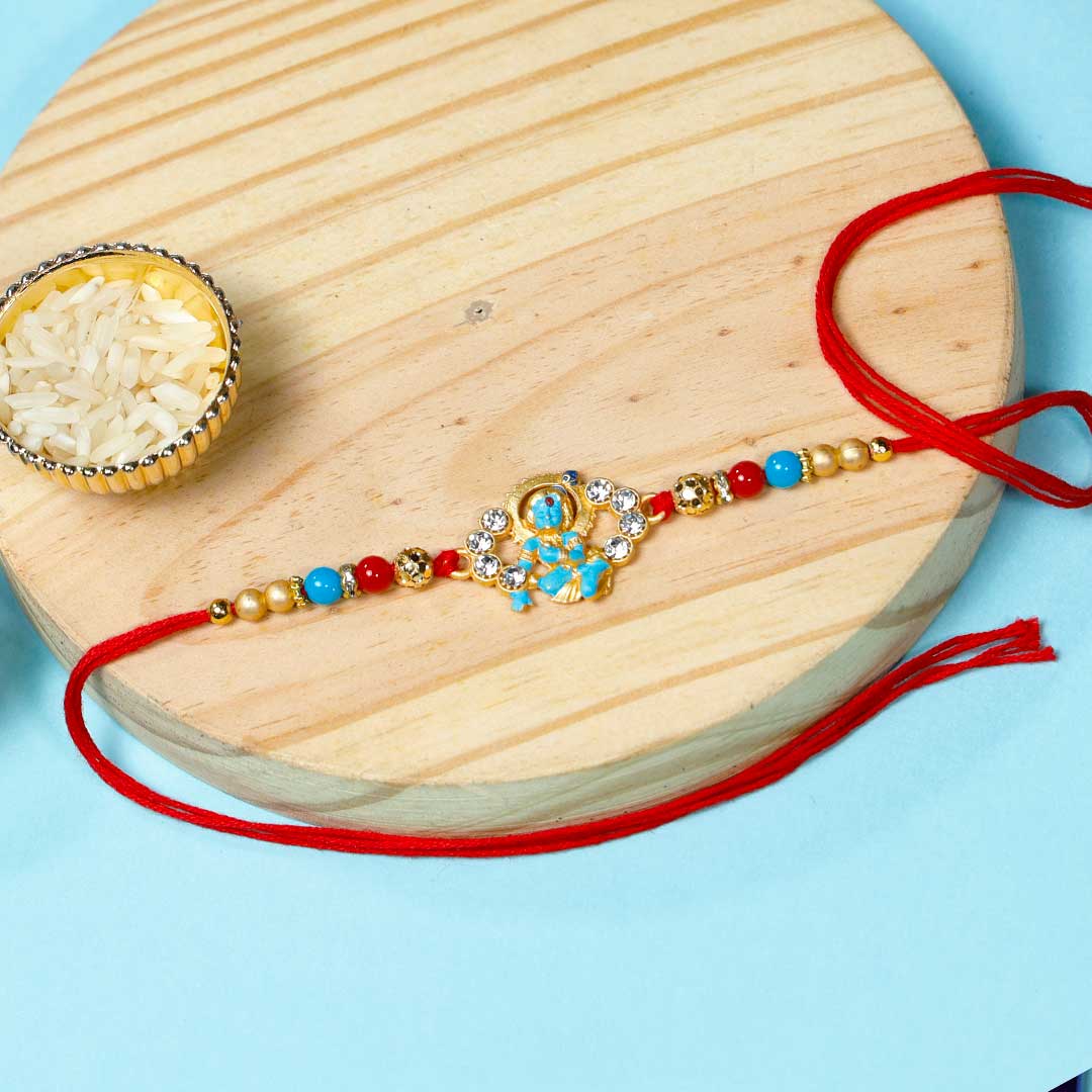 Mystical Krishna Rakhi With Dragees & Chocolates