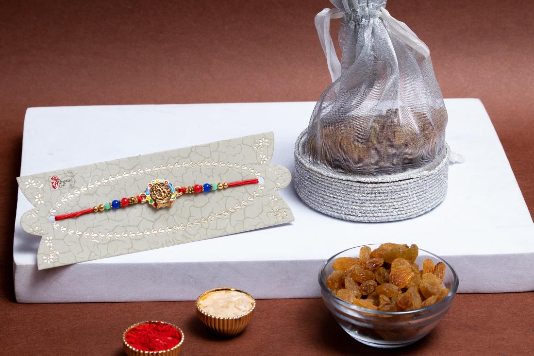 Om Rakhi With Roli And Dry Fruits