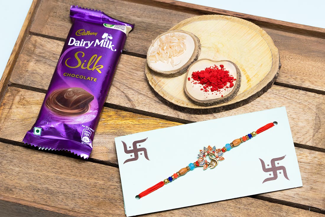 Peacock Rakhi And Choco Combo